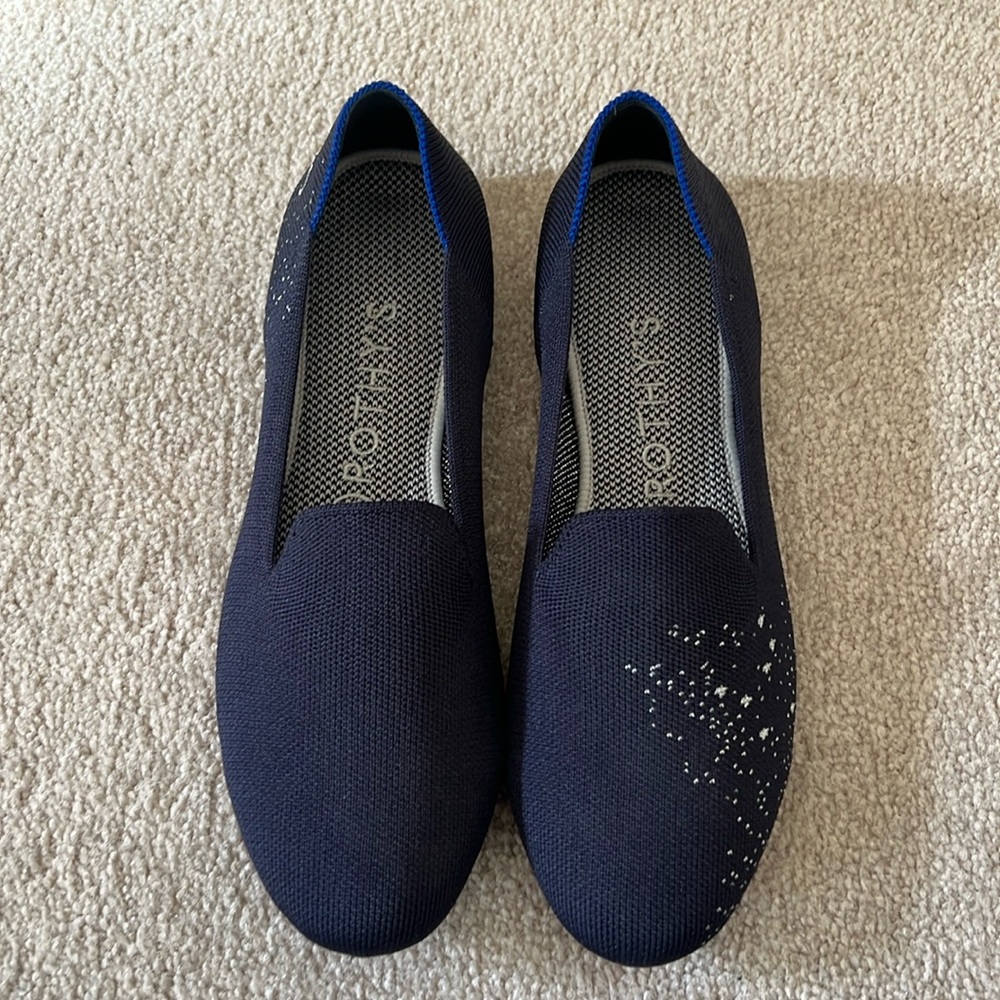 Rothy’s Women’s Aries Zodiac The OG Loafer Flat Navy Blue Silver Size 8